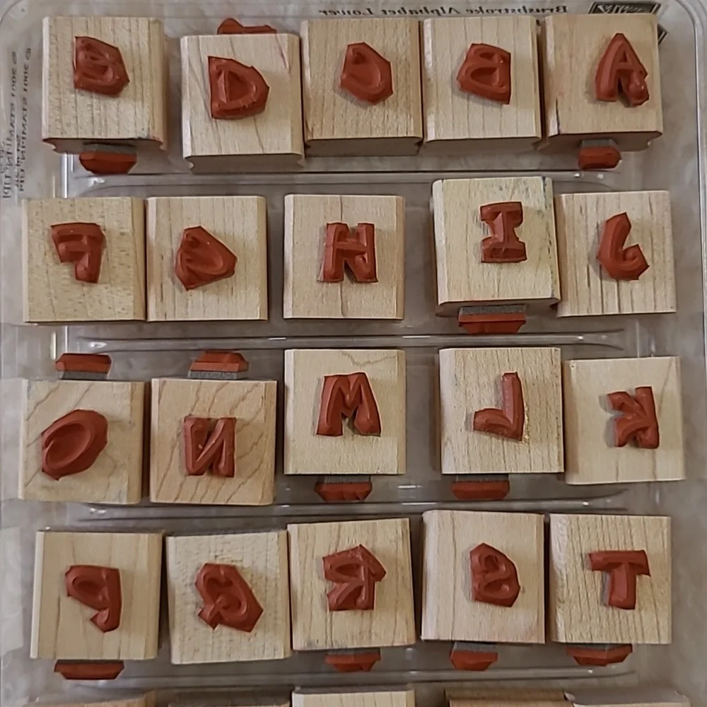 Stampin' Up! 56pc Alphabet Brushstroke Upper & Lower 2001 Wood Stamp Set Retired